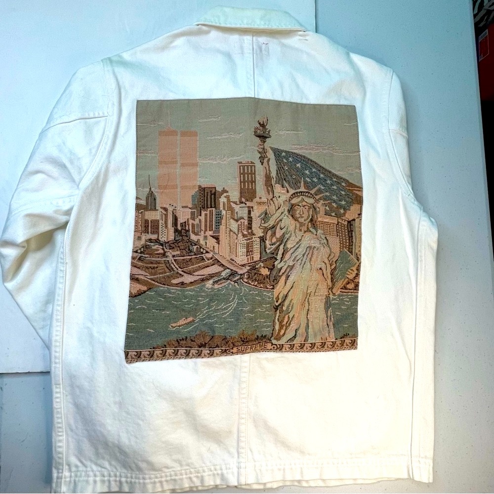 Supreme New York White Tapestry Chore Coat Mens Small Size